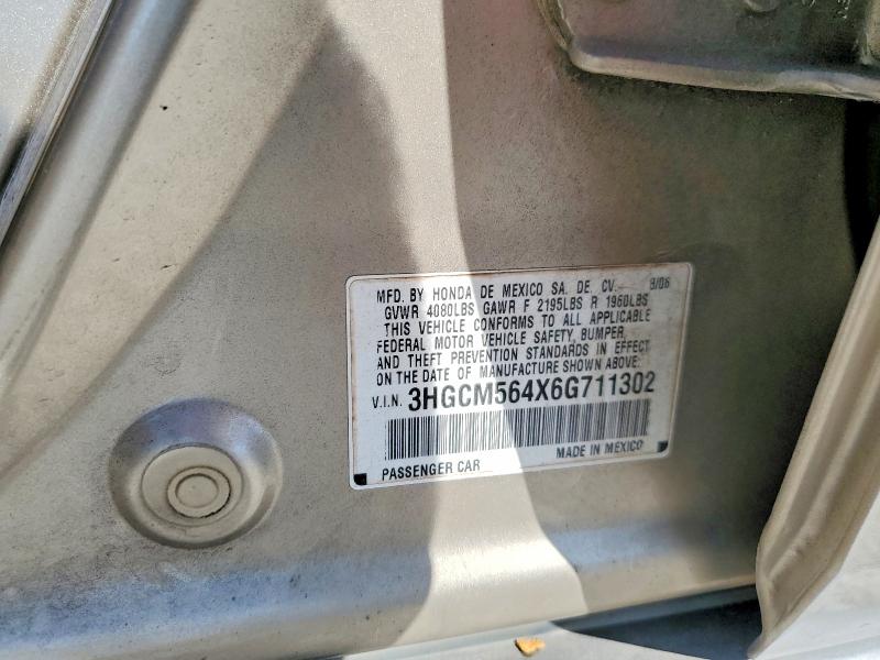 Продаж на аукціоні авто 2006 Honda Accord, vin: 3HGCM564X6G711302, номер лоту: 50903966