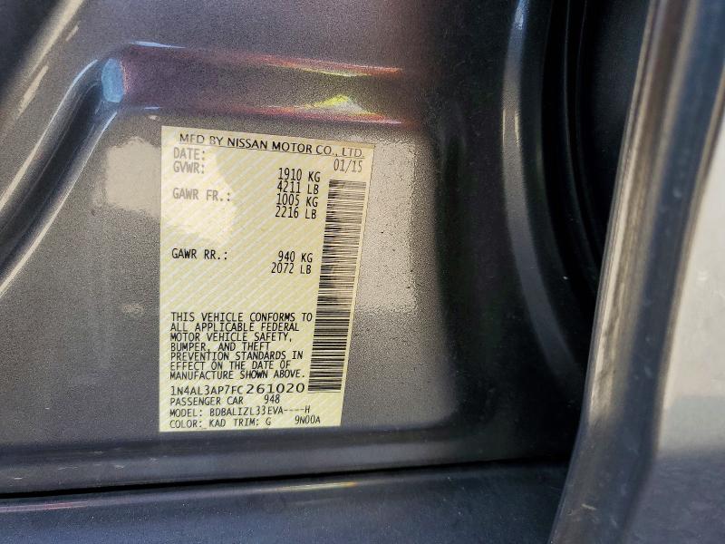 Продаж на аукціоні авто 2015 Nissan Altima, vin: 1N4AL3AP7FC261020, номер лоту: 50531836