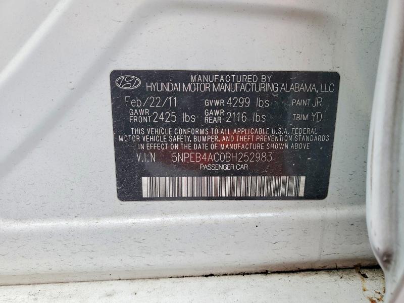 Продажа на аукционе авто 2011 Hyundai Sonata, vin: 5NPEB4AC0BH252983, номер лота: 49950586