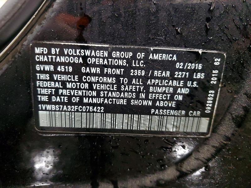 Продаж на аукціоні авто 2015 Volkswagen Passat, vin: 1VWBS7A32FC075422, номер лоту: 48486776