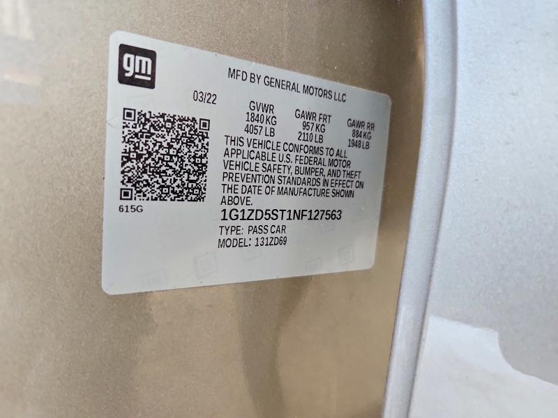 Продажа на аукционе авто 2022 Chevrolet Malibu, vin: 1G1ZD5ST1NF127563, номер лота: 50500566