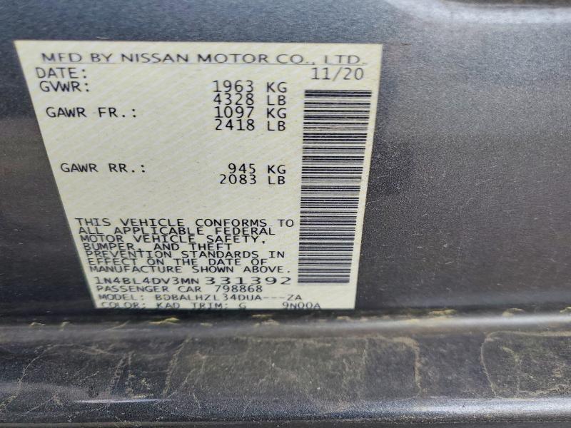 Aukcja sprzedaży 2021 Nissan Altima, vin: 1N4BL4DV3MN331392, numer aukcji: 51776306