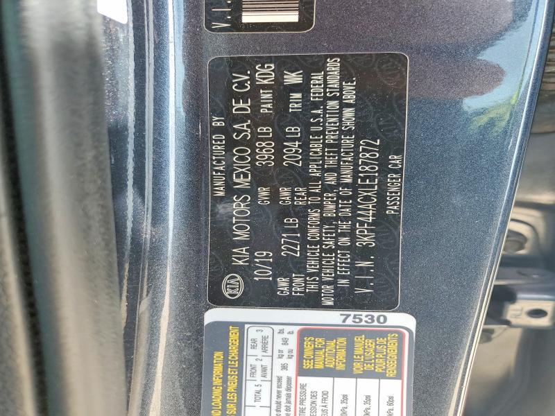 50528636 :رقم المزاد ، 3KPF44ACXLE187872 vin ، 2020 Kia Forte مزاد بيع