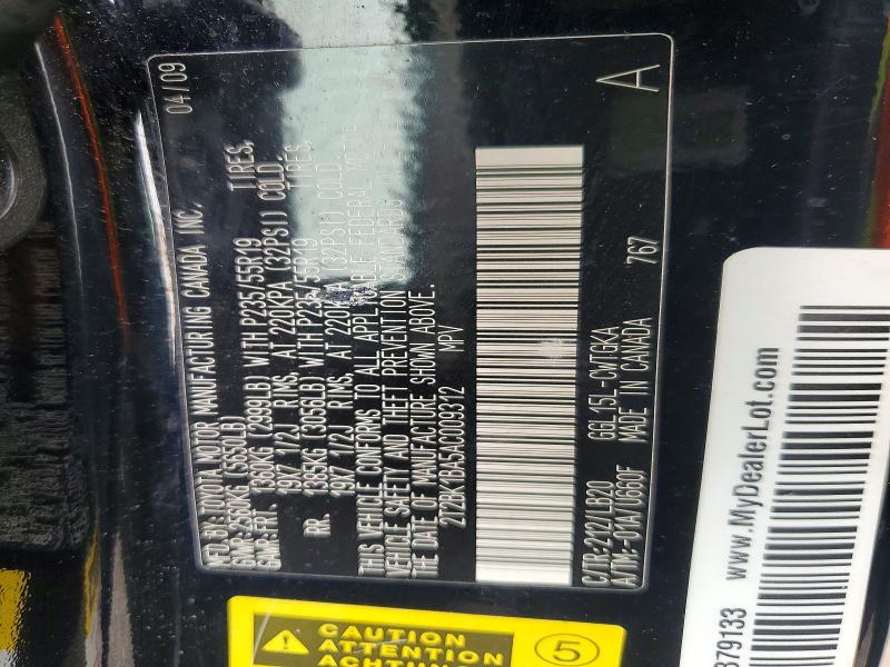51619006 :رقم المزاد ، 2T2BK1BA5AC009312 vin ، 2010 Lexus Rx مزاد بيع
