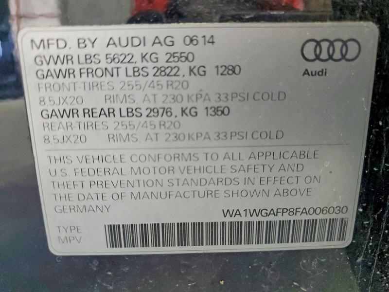 Продаж на аукціоні авто 2015 Audi Q5, vin: WA1WGAFP8FA006030, номер лоту: 49971246