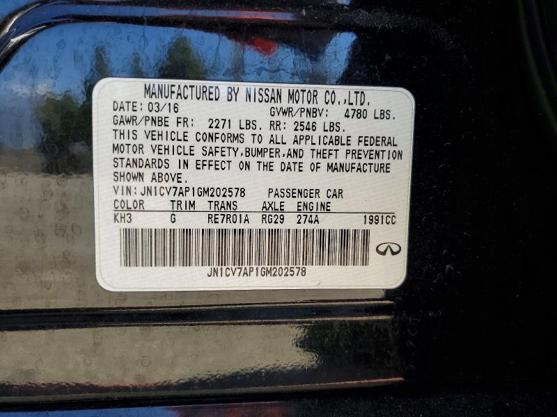 Продаж на аукціоні авто 2016 Infiniti Q50, vin: JN1CV7AP1GM202578, номер лоту: 51176096