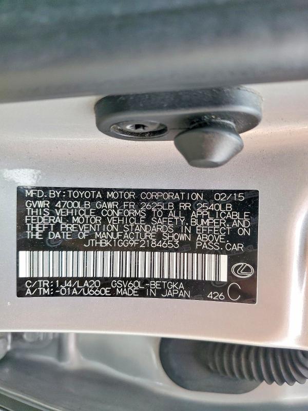 2015 Lexus Es 350 მანქანა იყიდება აუქციონზე, vin: JTHBK1GG9F2184653, აუქციონის ნომერი: 49117756