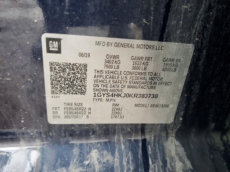 Продажа на аукционе авто 2019 Cadillac Escalade, vin: 1GYS4HKJ0KR383738, номер лота: 50014896