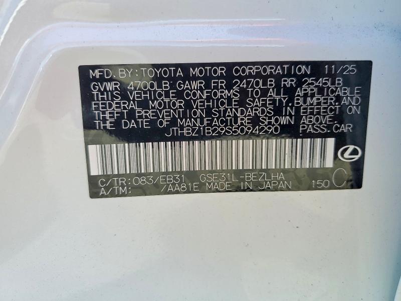 Aukcja sprzedaży 2025 Lexus Is 350, vin: JTHBZ1B29S5094290, numer aukcji: 49768826