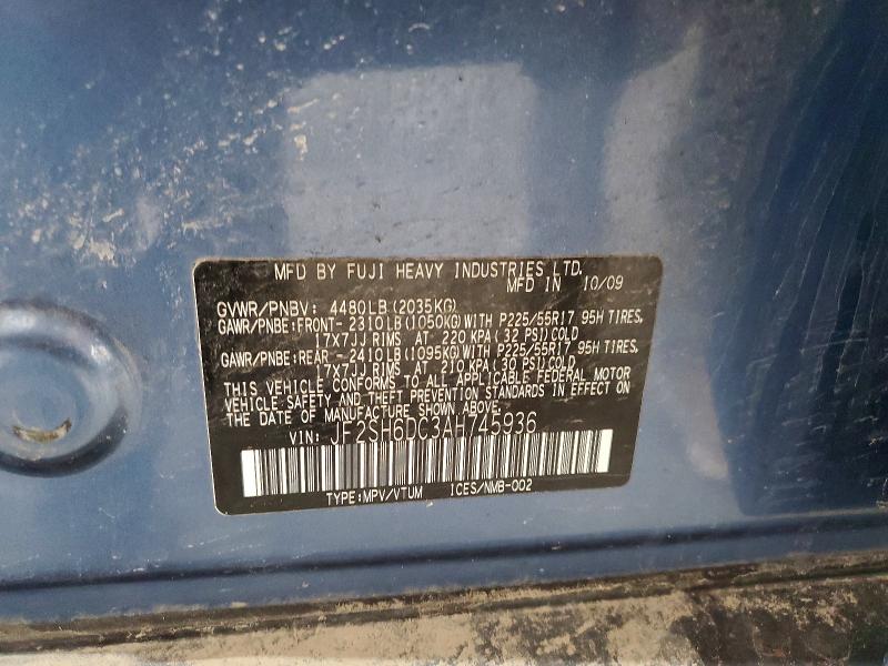 Aukcja sprzedaży 2010 Subaru Forester, vin: JF2SH6DC3AH745936, numer aukcji: 50340436