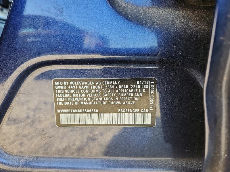 Продажа на аукционе авто 2013 Volkswagen Cc, vin: WVWBP7AN8DE506689, номер лота: 50677376