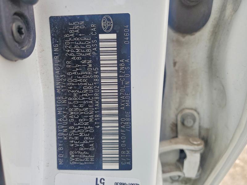 51798056 :رقم المزاد ، 4T1R11AK8RU218845 vin ، 2024 Toyota Camry مزاد بيع