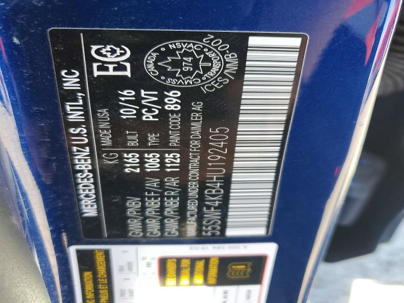 Продажа на аукционе авто 2017 Mercedes-benz C, vin: 55SWF4KB4HU192405, номер лота: 48416016
