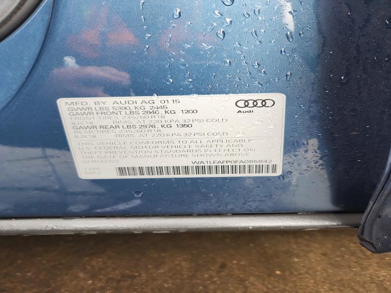 2015 Audi Q5 მანქანა იყიდება აუქციონზე, vin: WA1LFAFP0FA095842, აუქციონის ნომერი: 48660506