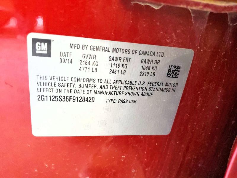 2015 Chevrolet Impala მანქანა იყიდება აუქციონზე, vin: 2G1125S36F9128429, აუქციონის ნომერი: 51167526