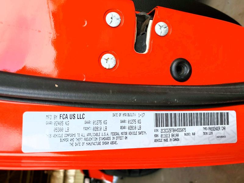 Продажа на аукционе авто 2017 Dodge Challenger, vin: 2C3CDZBT8HH555075, номер лота: 50998196