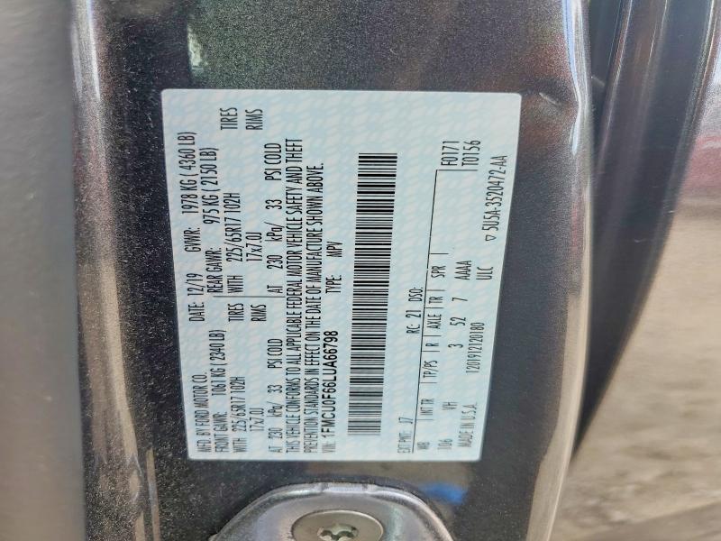 Продаж на аукціоні авто 2020 Ford Escape, vin: 1FMCU0F66LUA66798, номер лоту: 50667096