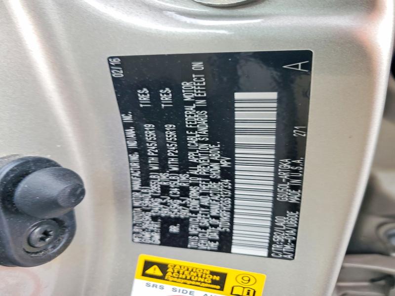 Aukcja sprzedaży 2016 Toyota Highlander, vin: 5TDYKRFH2GS137334, numer aukcji: 51353796
