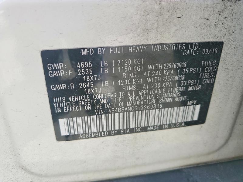 Aukcja sprzedaży 2017 Subaru Outback, vin: 4S4BSANC6H3269816, numer aukcji: 51199186