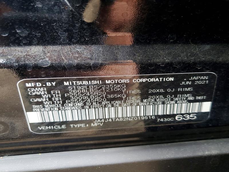 Aukcja sprzedaży 2022 Mitsubishi Outlander, vin: JA4J4TA82NZ019516, numer aukcji: 50970666