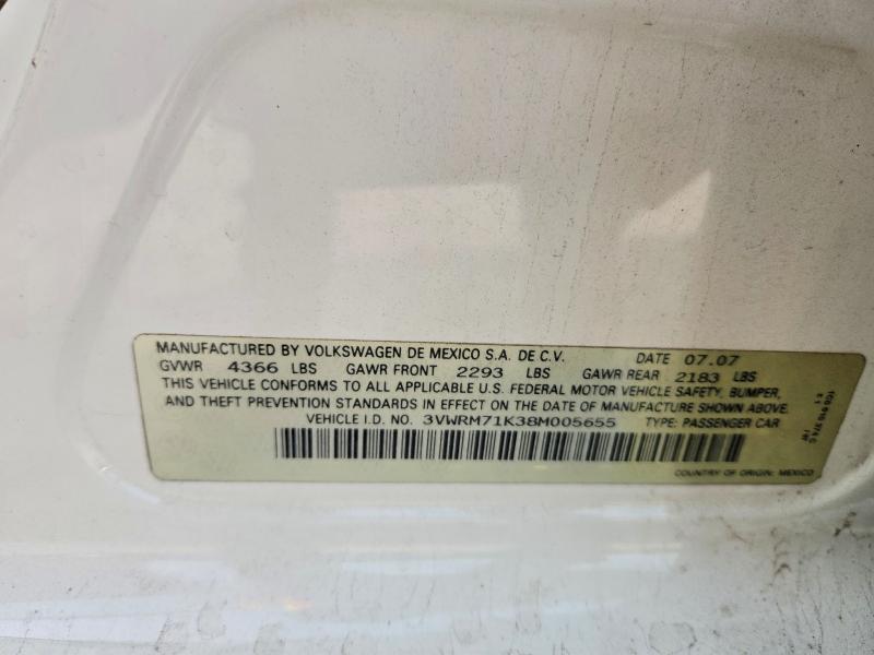 49033696 :رقم المزاد ، 3VWRM71K38M005655 vin ، 2008 Volkswagen Jetta مزاد بيع