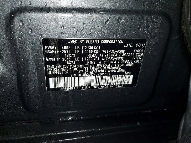 Aukcja sprzedaży 2018 Subaru Outback, vin: 4S4BSANC4J3205506, numer aukcji: 48668086
