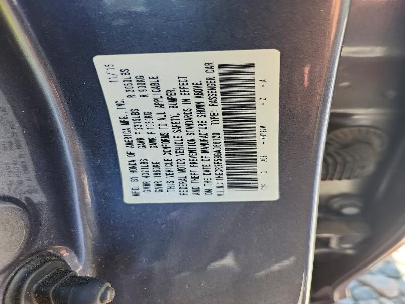 50473846 :رقم المزاد ، 1HGCR2F59GA066120 vin ، 2016 Honda Accord مزاد بيع