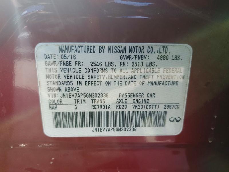 Aukcja sprzedaży 2016 Infiniti Q50, vin: JN1EV7AP5GM302336, numer aukcji: 48651656