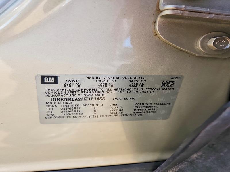 Продажа на аукционе авто 2017 Gmc Acadia, vin: 1GKKNKLA2HZ151458, номер лота: 50927576
