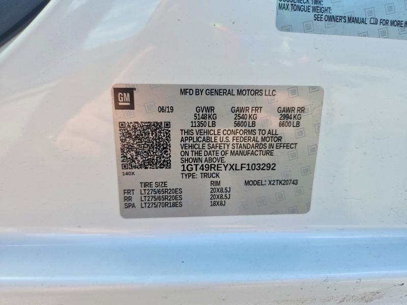 Aukcja sprzedaży 2020 Gmc Sierra, vin: 1GT49REYXLF103292, numer aukcji: 50458946