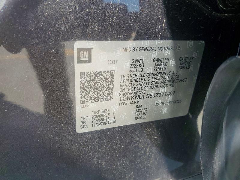 50479966 :رقم المزاد ، 1GKKNULS5JZ171407 vin ، 2018 Gmc Acadia مزاد بيع