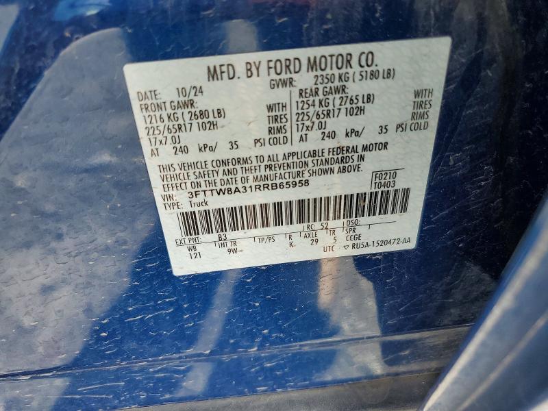 Продажа на аукционе авто 2024 Ford Maverick, vin: 3FTTW8A31RRB65958, номер лота: 49455106