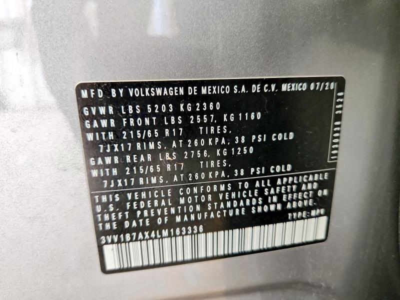 49953426 :رقم المزاد ، 3VV1B7AX4LM163336 vin ، 2020 Volkswagen Tiguan مزاد بيع