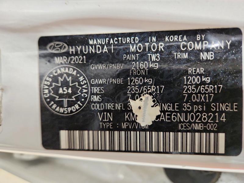 Aukcja sprzedaży 2022 Hyundai Tucson, vin: KM8JBCAE6NU028214, numer aukcji: 46921606