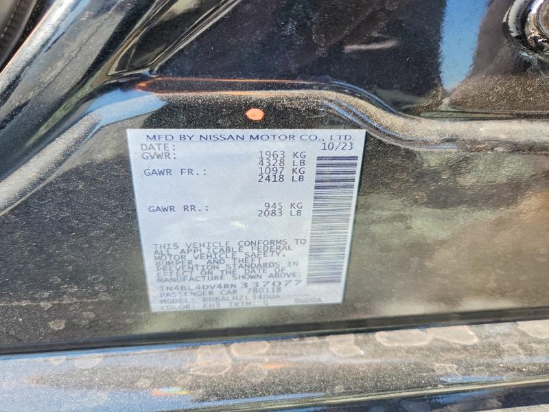 2024 Nissan Altima მანქანა იყიდება აუქციონზე, vin: 1N4BL4DV4RN337077, აუქციონის ნომერი: 50322136