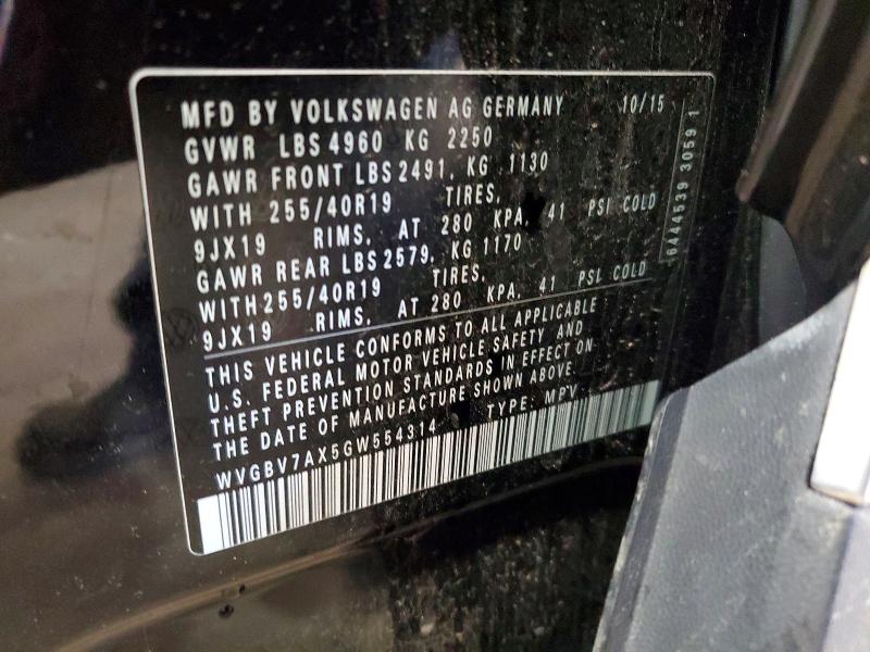 Продаж на аукціоні авто 2016 Volkswagen Tiguan, vin: WVGBV7AX5GW554314, номер лоту: 51057766