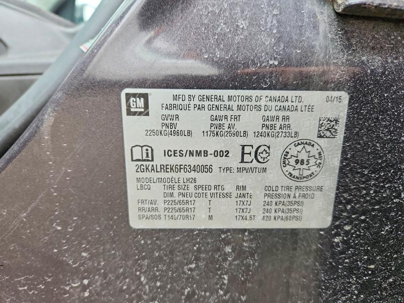 2015 Gmc Terrain მანქანა იყიდება აუქციონზე, vin: 2GKALREK6F6340056, აუქციონის ნომერი: 48297666