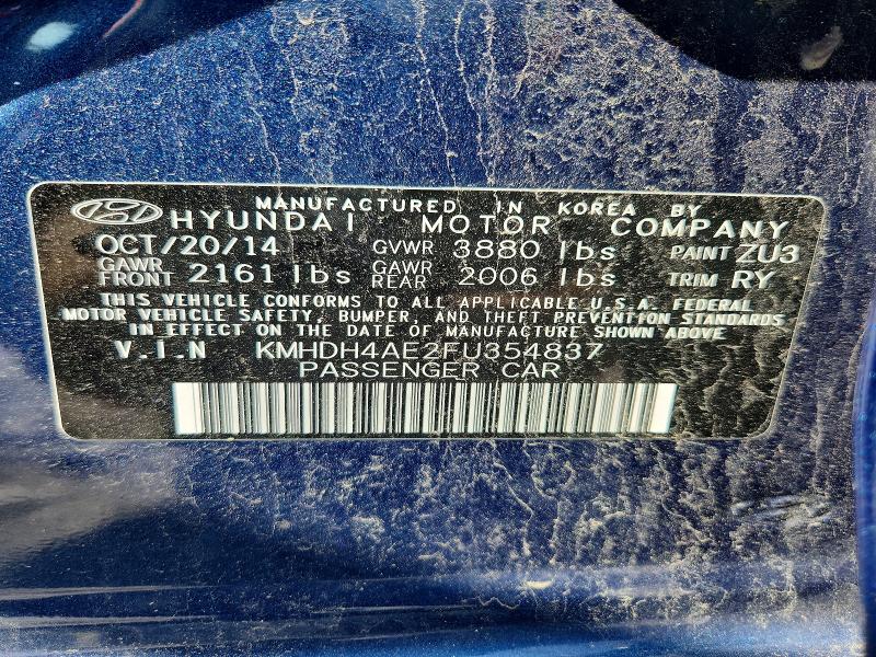 50665446 :رقم المزاد ، KMHDH4AE2FU354837 vin ، 2015 Hyundai Elantra مزاد بيع
