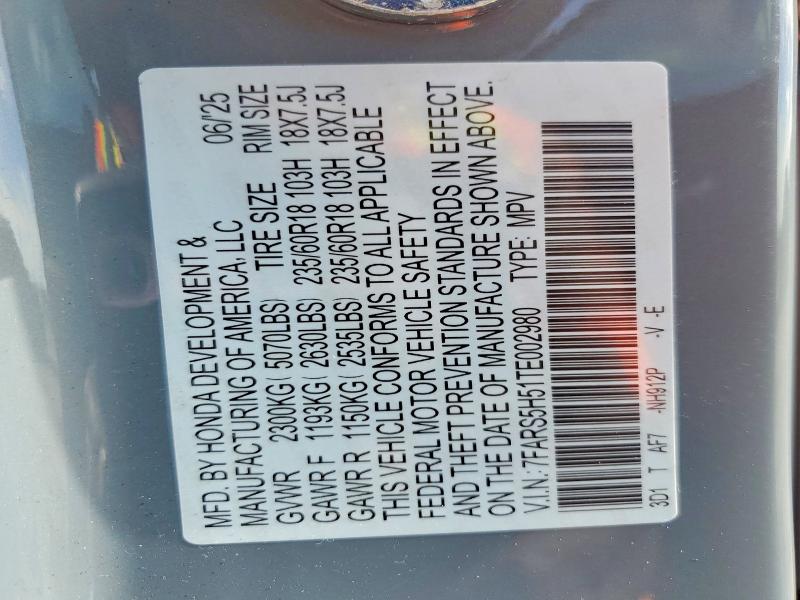 Aukcja sprzedaży 2026 Honda Cr-v, vin: 7FARS5H51TE002980, numer aukcji: 48936346