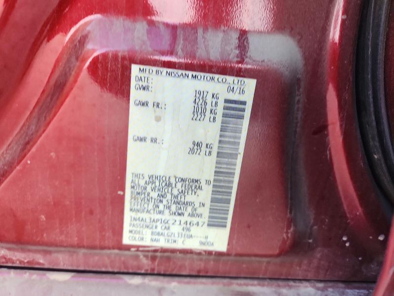 51186186 :رقم المزاد ، 1N4AL3AP1GC214647 vin ، 2016 Nissan Altima مزاد بيع