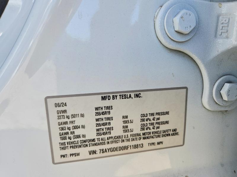 Продажа на аукционе авто 2024 Tesla Model Y, vin: 7SAYGDED0RF118813, номер лота: 49081906