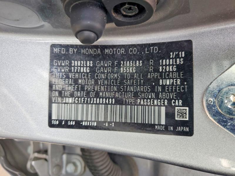 Aukcja sprzedaży 2018 Honda Civic, vin: JHMFC1F71JX009499, numer aukcji: 49790186