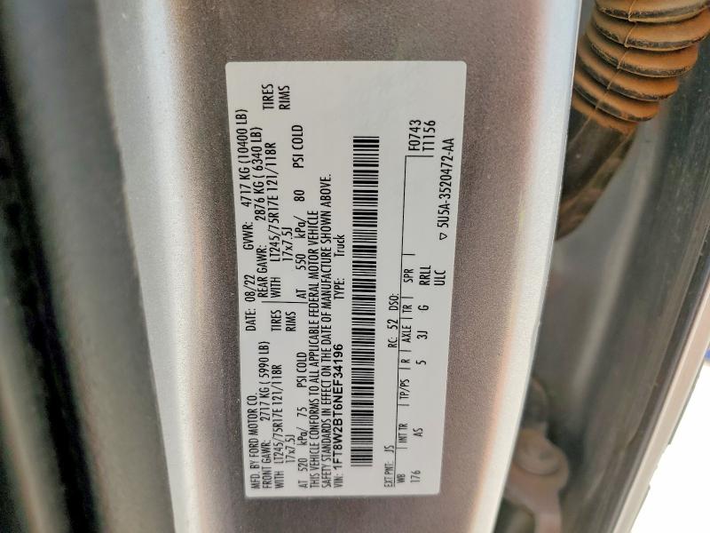Продажа на аукционе авто 2022 Ford F250, vin: 1FT8W2BT6NEF34196, номер лота: 49372596