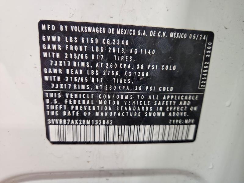 47965606 :رقم المزاد ، 3VVRB7AX2RM132842 vin ، 2024 Volkswagen Tiguan مزاد بيع