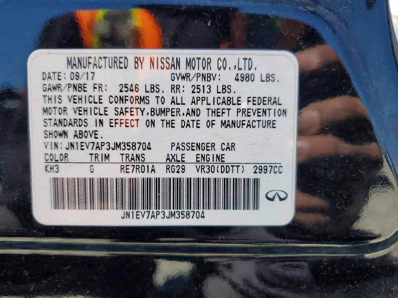 Aukcja sprzedaży 2018 Infiniti Q50, vin: JN1EV7AP3JM358704, numer aukcji: 50342046