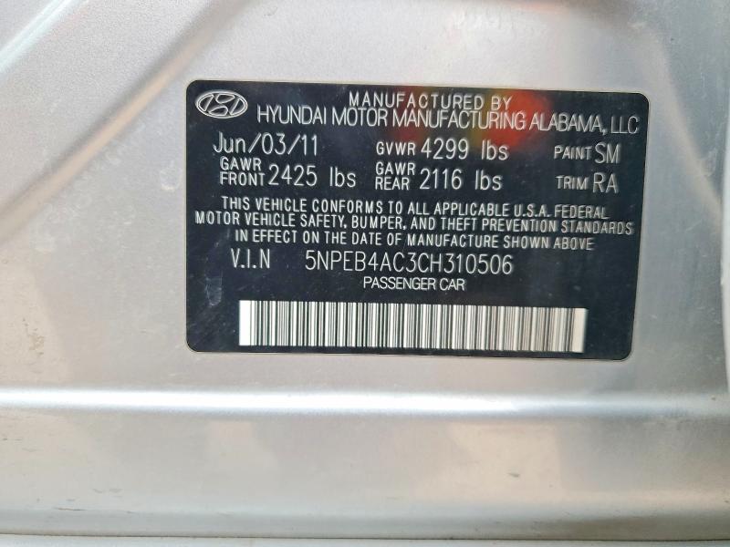 Aukcja sprzedaży 2012 Hyundai Sonata, vin: 5NPEB4AC3CH310506, numer aukcji: 41627756