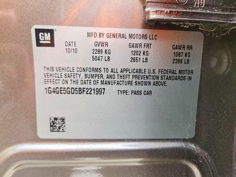 2011 Buick Lacrosse მანქანა იყიდება აუქციონზე, vin: 1G4GE5GD5BF221997, აუქციონის ნომერი: 50467136