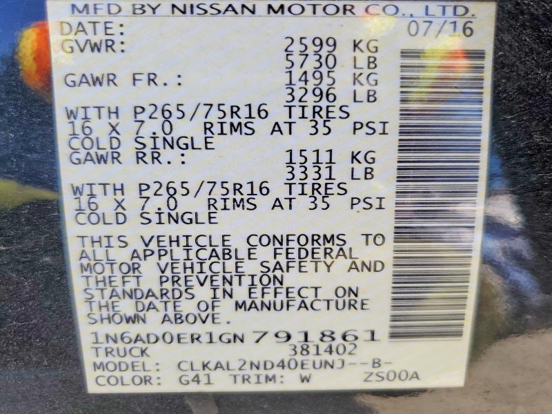 Продаж на аукціоні авто 2016 Nissan Frontier, vin: 1N6AD0ER1GN791861, номер лоту: 48850366
