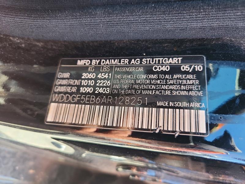 48833616 :رقم المزاد ، WDDGF5EB6AR128251 vin ، 2010 Mercedes-benz C مزاد بيع