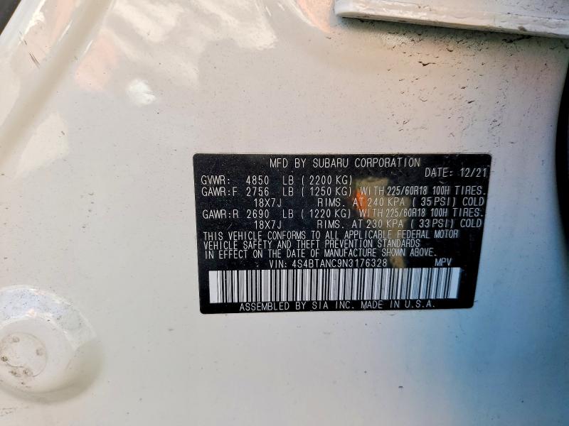 Продажа на аукционе авто 2022 Subaru Outback, vin: 4S4BTANC9N3176328, номер лота: 46895906